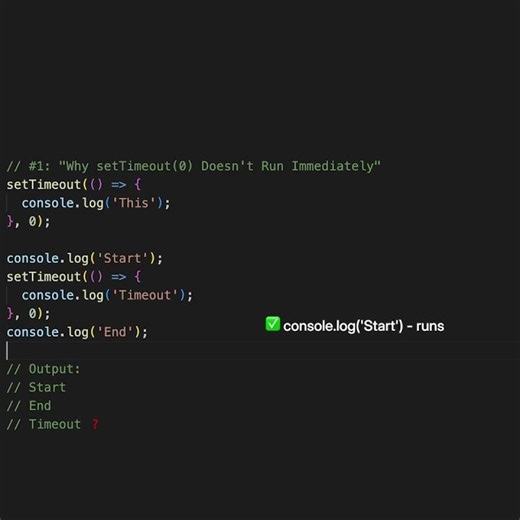 Why setTimeout0 Doesn't Run Immediately | #javascript #coding