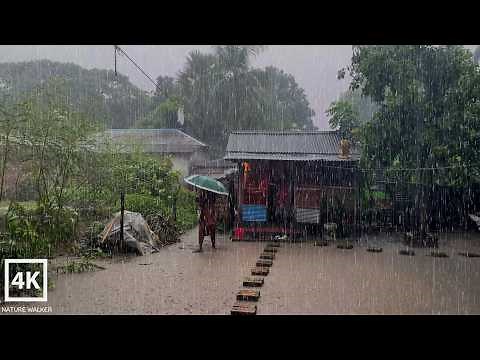 🌧️Real Village Life- Walking in Heavy Rain | Relaxing Rain Sounds | Nature Walker