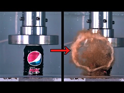 What Happens if You Crush a Soda Can Under Water with Hydraulic Press?