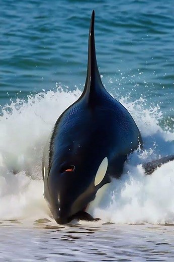 Killer Whale Attacks a Seal on the Shore – Rare Wild Moment! 🌊🐋