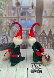 Gnome With Gift Bag PDF Pattern and Video Tutorial - Etsy