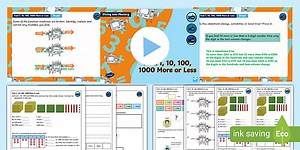 Year 4 Diving into Mastery: Step 8 Find 1, 10, 100, 1000 More or Less Teaching Pack