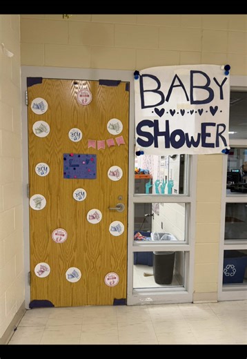 Bay shower room transformation! Thank you so much to my B day classes for helping me set up!!!!