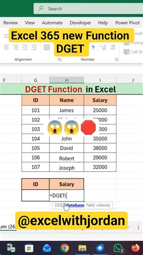 Dget Function in Excel #vlookup #exceltips #vlookup #exceltricks #excelshorts #viral #shots #shorts