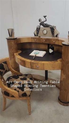 Art Deco Desk Writing Table Shaped Roaring Twenties Interiors #canonburyantiques #antiques #artdeco