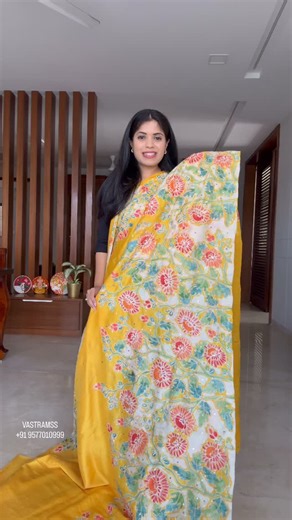 Vastramss By Nikila Peddi™️ on Instagram: "Tussar Sarees❤️ TSR-0224 Hand embroidered ari work and cut work Sarees Hand embroidered mirror work Sarees on Tussars The blend of Traditional Embroidery with the mix of pretty colours makes these drapes outstanding. DM for queries/ Orders #tussarsilksarees #embroideryedit #textilesofindia"