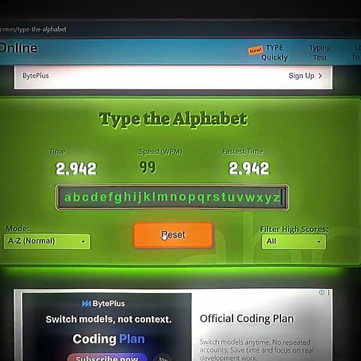 2 SECOND A to Z Typing 😱🔥 | World Fastest Alphabet Challenge 🚀 #speedtest #challenge
