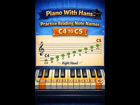 Practice Reading Note Names C4 to C5 in Right Hand #music #piano #notereading #notenames