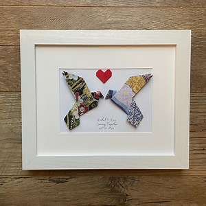 Personalized Origami Lovebirds. First Anniversary Gift Paper Theme. Gift for Couples. White Framed Lovebirds Origami Art 8x10 - Etsy