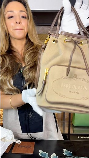 Prada bucket bag on a ‪@eBayUKofficial‬ live shopping auction! #ebayshop #liveshopping #designerbags