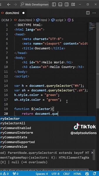 You need to know this tip if you're learning Vanilla JS. This will make your practice easier, and you'll be able to transition from Vanilla JS to jQuery smoothly. #SDPTSolutionsOfficial