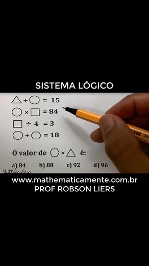 Sistema Lógico 🚨Você consegue❓ 👨🎤 Não se esqueça de compartilhar com seus amigos . ➡️Siga no GramGram @prof.robsonliers #matemática #concursopublico #concurso #vestibulando #vestibulares #alunos #professores #estudaquepassa #euvoupassar