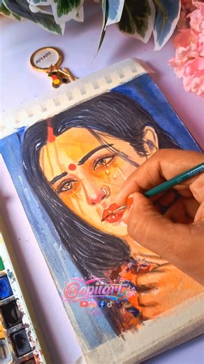 Emotional Girl Crying Painting 🎨 | Realistic Art That Speaks Pain❤️‍🩹 |#shorts