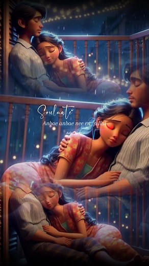 Romantic Night Scene of Soulmates Embracing Together