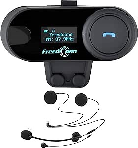 FreedConn Motorcycle Helmet Bluetooth Intercom Kit, TCOM-SC Motorbike Helmet Intercom Interphone Headset, for 2 or 3 Riders, LCD Screen/FM Radio/Mobile phone/MP3/GPS Connective/Range 800m(1 Pack)