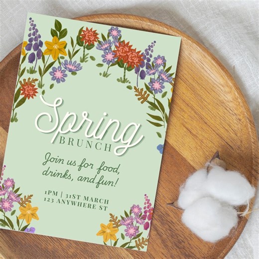 Spring Brunch Template | Floral Invite | Bridal Party | Editable Invitation | Printable Invite - Etsy