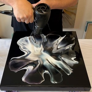 10K views · 341 reactions | Pearlescent paint fun with a hairdryer! Creating a group of dancers - abstract composition of color changing paints against a black background. Fluid art painting #color #abstractart #art #painting | Mark J Ratcliffe Art | Facebook