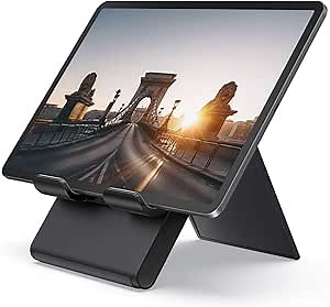 Lamicall Adjustable Tablet Stand Holder - Foldable Desktop Stand Charging Dock for Desk Compatible with iPad Air Mini Pro 9.7,12.9, Phone 12 Mini 11 XS Max XR X Plus S10 S9 S8 Smartphones (4-13”)
