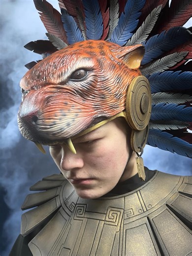 Aztec Jaguar Warrior Mask, Hand-painted Mayan Eagle Knight Helmet for Cosplay, Mexican Folk Art Wall Decor - Etsy