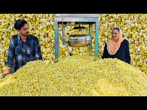 100Kg POPCORN MAKING | Butter Popcorn Recipe | Home made easy popcorn snack recipe