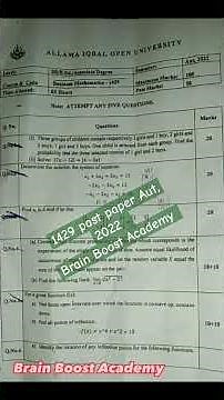 AIOU 1429 Code B. MATHEMATICS |1429 past paper | aiou guess papers 2023 spring #aiou #pastpapers
