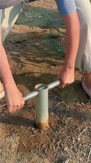 Tools for drilling holes and inserting bamboo poles