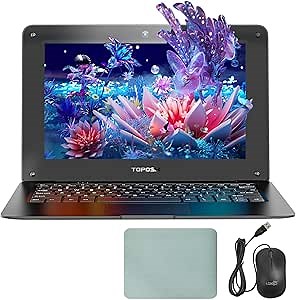 Mini Laptop 10.1 inch for Kids & Students - Portable Travel Small Laptop with Int N4000, 8GB RAM, 128GB SSD (Expandable 1TB), W10 System, WiFi, Bluetooth - Black Laptop