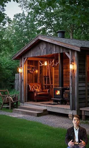 🏕️ Ultimate Rustic Man Cave Shed – A Cozy Backyard Escape! 🔥 #homebar #mancave #backyard