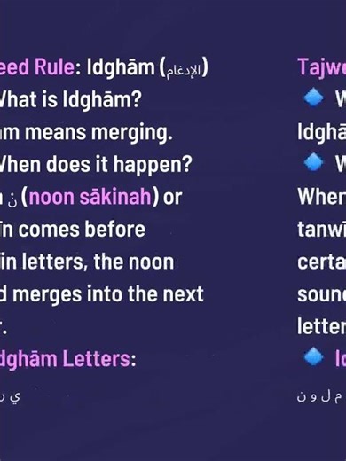 📖 Tajwid Rule: Idghām (الإدغام)🔹 What is Idghām?Idghām means merging.🔹#tajweed
