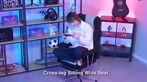 GTPLAYER Gaming Chair,Office Chair with Pocket Spring Lumbar Support, Ergonomic Comfortable Wide Office Desk Computer Chair with Outward Fixed Soft Armrests and Footrest (PU Leather, Black)