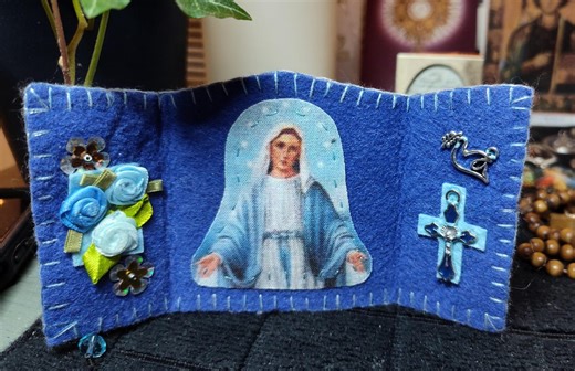 Catholic Home Pocket Altar Blue Mini Shrine Travel Devotional Our Lady Blessed Mother Virgin Mary - Etsy