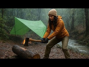 No Tent, No sleeping bag | Extreme winter survival camping in heavy rain