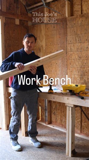 I built a heavy duty work bench out of extra 2x4s ☝️😏 #joeblond #thisjoeshouse #diy #workbench #lifehack #lifehacks | Joe Blond