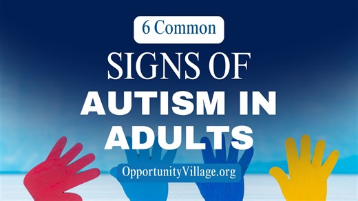 Taking a look at some of the most common signs of autism in adults, from communication difficulties to certain behaviors the symptoms of autism are highly individual. 🔸For more facts you may not know about autism, check out our blog, here: https://www.opportunityvillage.org/disability-services/facts-about-autism video: a variety of blue slides with white text that share common signs of autism in adults including; difficulty communicating thoughts and feelings, anxiety in social situations, anti