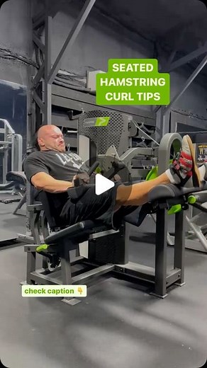 Dr. Mike Israetel on Instagram: "SEATED HAMSTRING CURL TIPS 👇 1.) Get as tight and secure in the seat as possible with the thigh pad as tight as possible with some comfort remaining. This lets you produce more force with your hams. I have to push on the pad with my hands to get the most stable. 2.) Set the machine to get you as big a range of motion at the top stretch as possible. Full loading all the way to straight knees is awesome. 3.) Any speed on the concentric is fine, but a contro