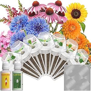 LYKOCLEAN Flower Seed Pods for Ahopegarden, iDOO MUFGA Hydroponics Growing System Indoor Gardening, 400+ Seeds, Dwarf Sunflower Bambino, French Marigold, Dahlia, Dwarf Petunia(7-Pods)