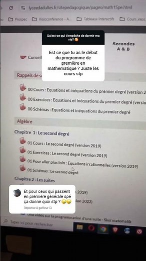 Début programme de 1ère Spé Maths 😇