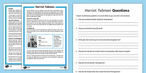Harriet Tubman Differentiated Reading Comprehension Activity