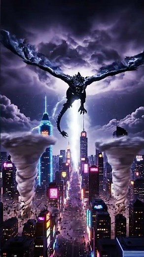 Storm Dragon Rampage | Neon Metropolis Torn Apart by Supercell Fury