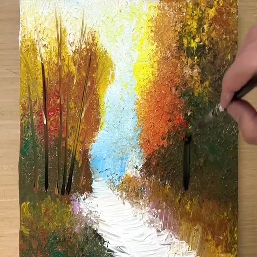 Painting Autumn Forest / Acrylic Painting Techniques | Painting Skills