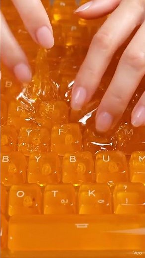 【ASMR】はちみつキーボードをタイピング｜透き通る蜜×女性の指先マクロ4K