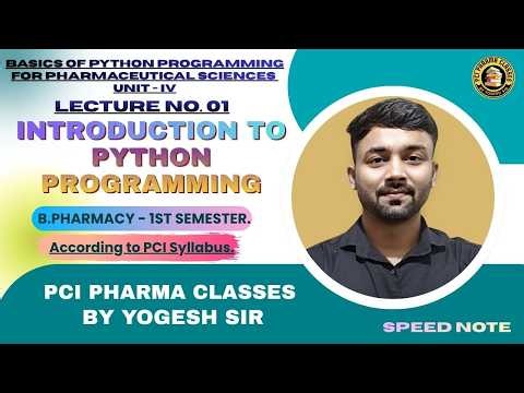 Introduction to Python Programming | Lecture 01 | Python Programming Course | B.Pharmacy | PCI Syll.