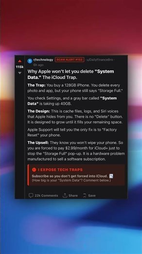 Why Apple won't let you delete "System Data." The iCloud Trap.