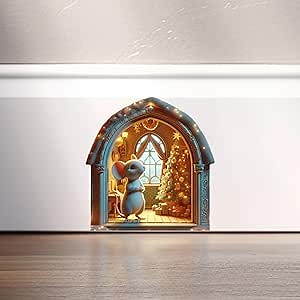 3D Mouse Christmas Wall Decor - Mouse Decals Mouse Hole - Christmas Stair Decals Mouse Sticker - Mouse Hole Wall Sticker