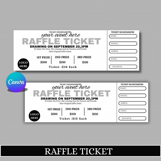 Editable Raffle Ticket Template: DIY Printable Fundraiser Design (digital Download) - Etsy