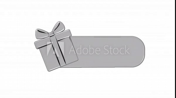 A silver gift box with a bow appears on a white and transparent background, leaving a golden line behind it.