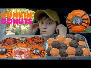 ASMR Dunkin Donuts Car Mukbang *Spider Chocolate Vanilla Frosted, Glazed Chocolate Donut Holes