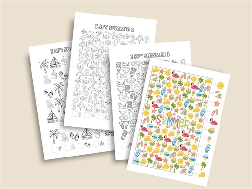 I Spy Summer Coloring Pages Classroom Desk Counting Activity Printable Kids Board Games Bundle Fun Educational Early Math Worksheets Bundle - Etsy