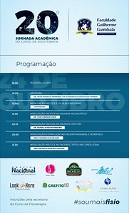 11 reactions · 16 shares | Programação da 20 Jornada Acadêmica do Curso de Fisioterapia. Fique por dentro de tudo que acontecerá no evento! Mais informações na secretaria do curso. #soumaisfisio #jornadaacademica | ACE - Faculdade Guilherme Guimbala | Facebook