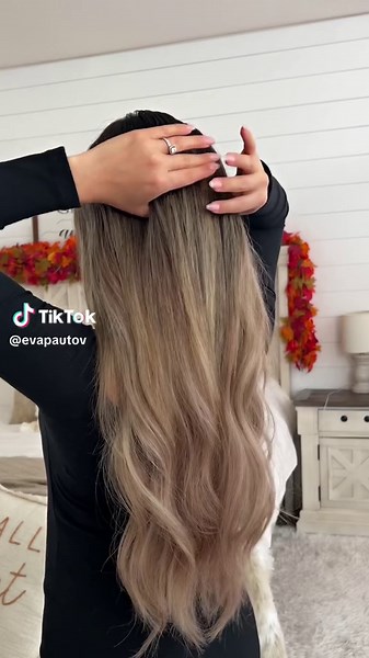 Scrunchie hair bun tutorial 🤍 make a loop with a section of hair using a scrunchie, then pull two sections of hair from the side through the loop! So easy and turned out so cute! Would you try this? #scrunchiehairstyles #hairbun #hairbunstyle #hairtrends #easyhairstyles